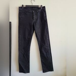 The Kooples Womans Slim Straight Black Coated Jeans. Size 28